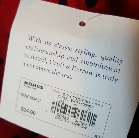 New With Tags Croft & Barrow Red w/Black Polka Dot - Picture 4 of 6